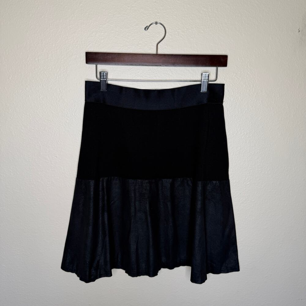Cabi Faux Leather Black Pull On Skirt Small